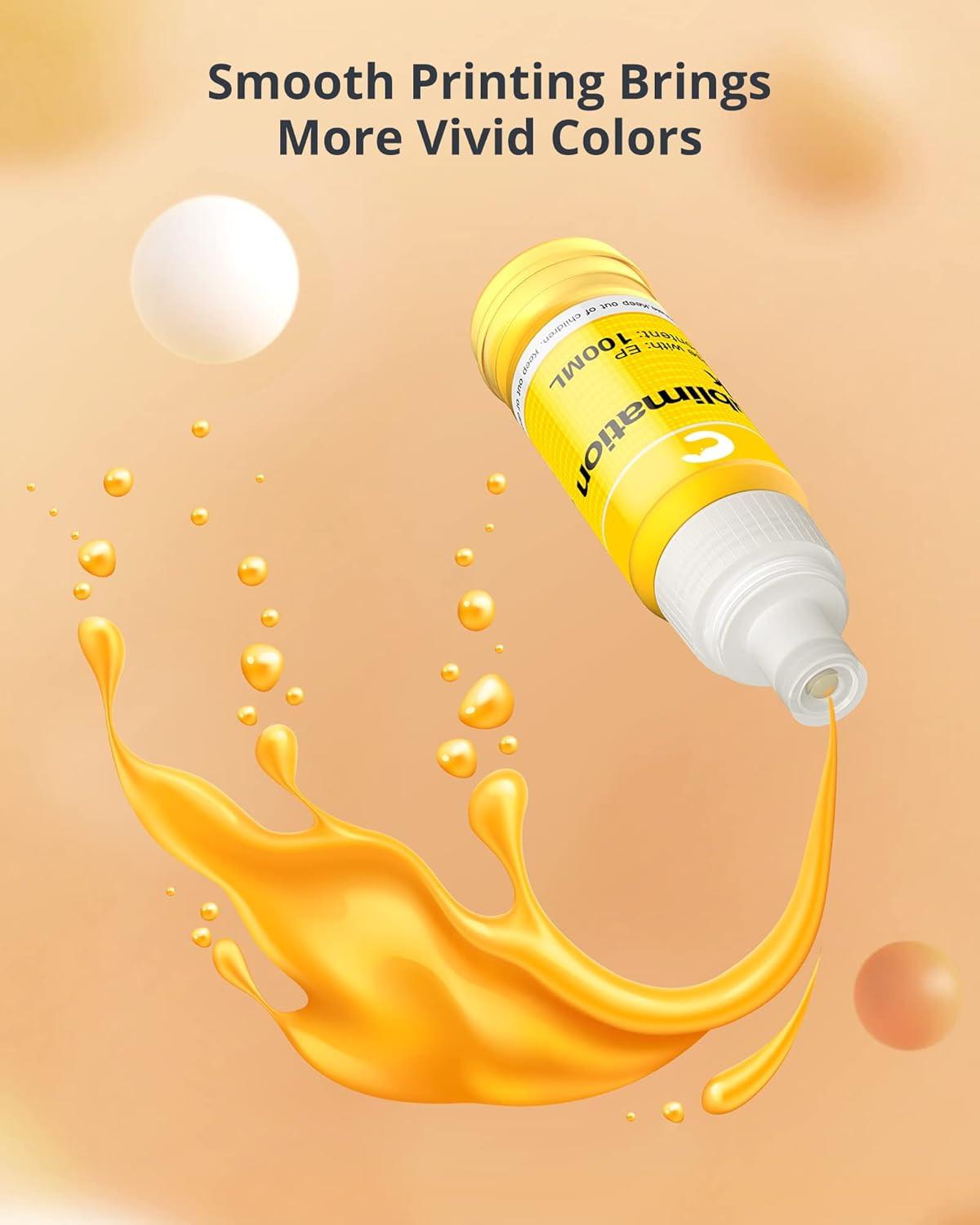 Hiipoo Sublimation Ink Refilled Bottles Work with ET-2720 ET-2760 ET-2800 ET-15000 ET-2803 ET-2850 ET-3760 ET-4800 ET-4760 Inkjet Printer Heat Press Transfer on Mugs T-Shirts Pillows Phone Case.