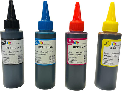 Inkpro Compatible Ink Bottle Replacement Water Based eco Solvent Ink wf7820 wf7840 wf7710 wf7720 et 15000 400ml, Black Cyan Magenta Yellow, Regular