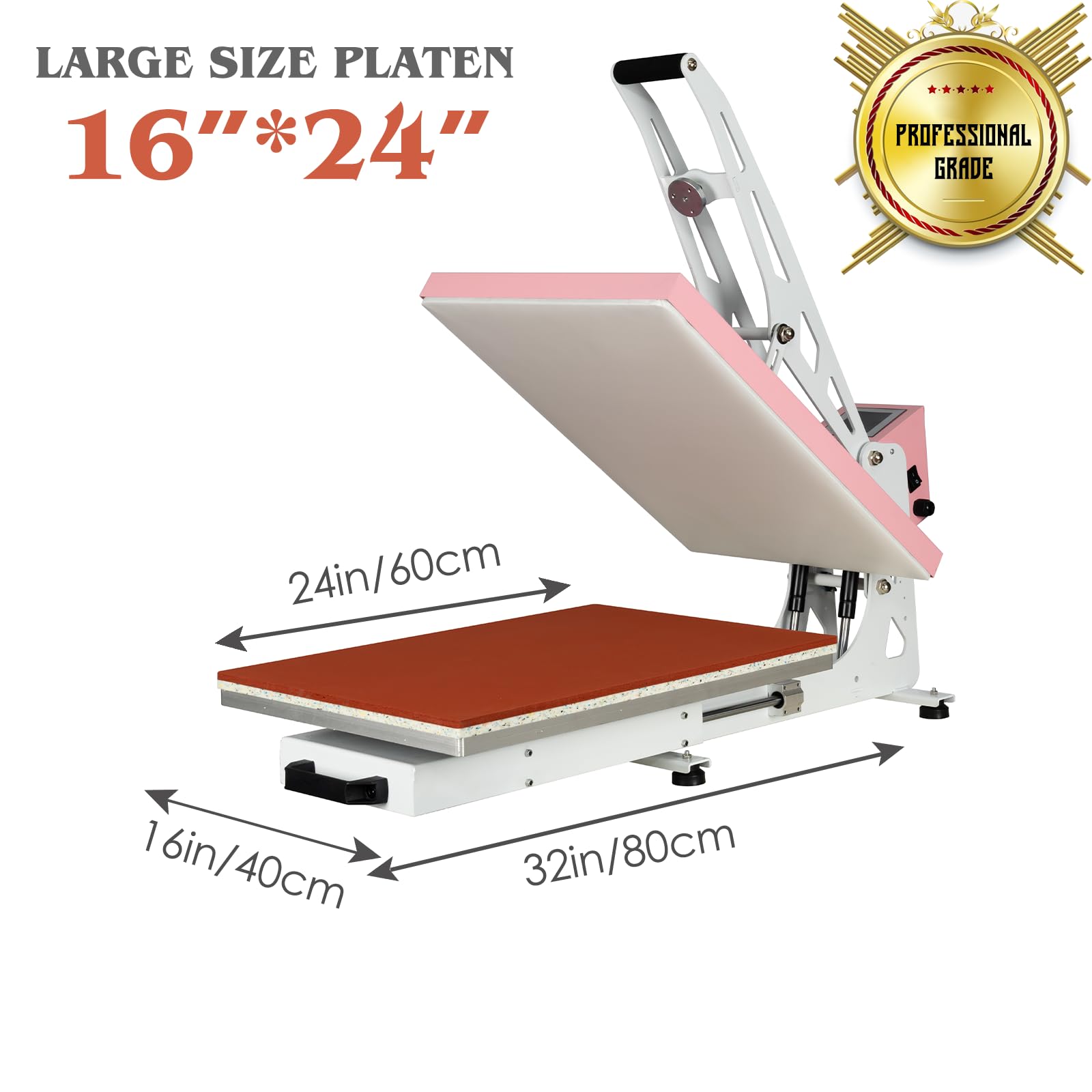 32x40 Inch Heat Press, 220V 8000W High Pressure Clamshell Heat Press Machine for Business, Large Professional Digital Control Heat Transfer Machine for Sublimation, Sliding Base Design.