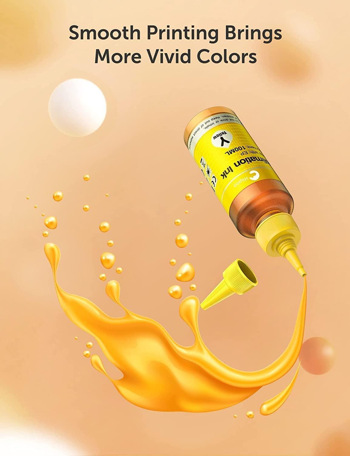 Hiipoo 500ML Sublimation Ink Refill for ET2400 ET-2720 ET-2760 ET-2800 ET-2803 ET-2850 ET-4800 ET-15000 ET-3760 Inkjet Printer Heat Press Transfer on Mugs T-Shirts Pillows (Upgrade Version).