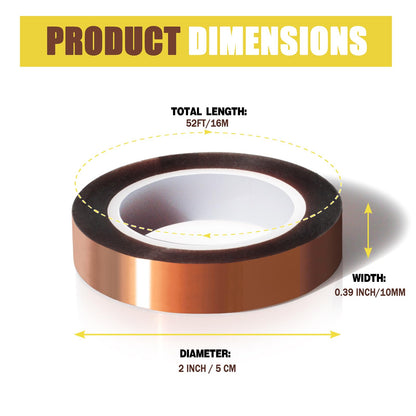 MEBMIK 2 Rolls 10mm x16m(52FT) Heat Tape High Temperature Heat Resistant Tape Heat Transfer Tape for Heat Sublimation Press Vinyl,No Residue.