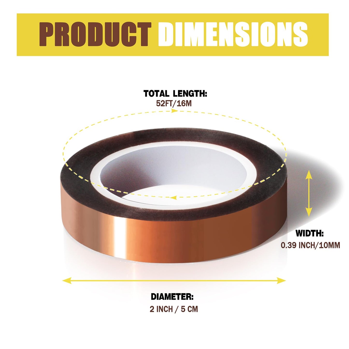 MEBMIK 2 Rolls 10mm x16m(52FT) Heat Tape High Temperature Heat Resistant Tape Heat Transfer Tape for Heat Sublimation Press Vinyl,No Residue.