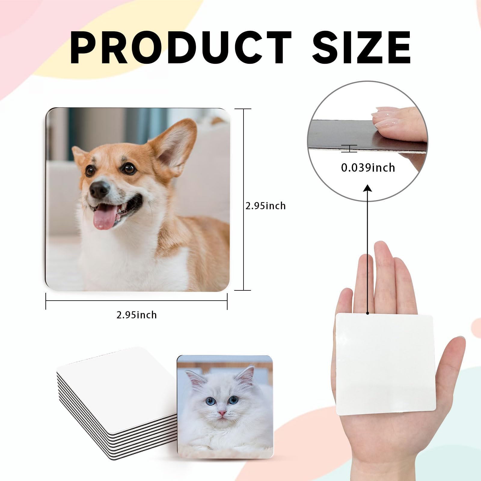 40Pcs Sublimation Picture Magnet Blanks Personalized Square Magnets for Refrigerator Custom Magnets Sublimation Blanks Products DIY Craft Gifts for Kitchen Office Decorative.