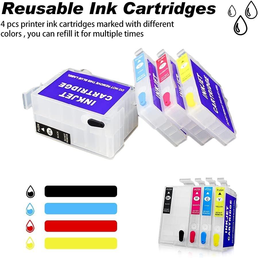 Sublimation Empty Ink Cartridges - 50ml Black, 20ml Color - Compatible with WF-3620/WF-3640/WF-7610/WF-7620/WF-7710/WF-7720/WF-7210 (NA) -Smooth Ink Supply, Easy to Instal.