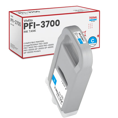 PFI-3700 Pigment Ink Tank 700ml Set (with New Chip) Replacement for Canon PFI-3700 Ink Bundle for imagePROGRAF PRO-2600 PRO-4600 PRO-6600 PRO-4600S PRO-6600S Printers (PBK/GY/C/M/Y/R/B/PC/PM/PGY/CO).