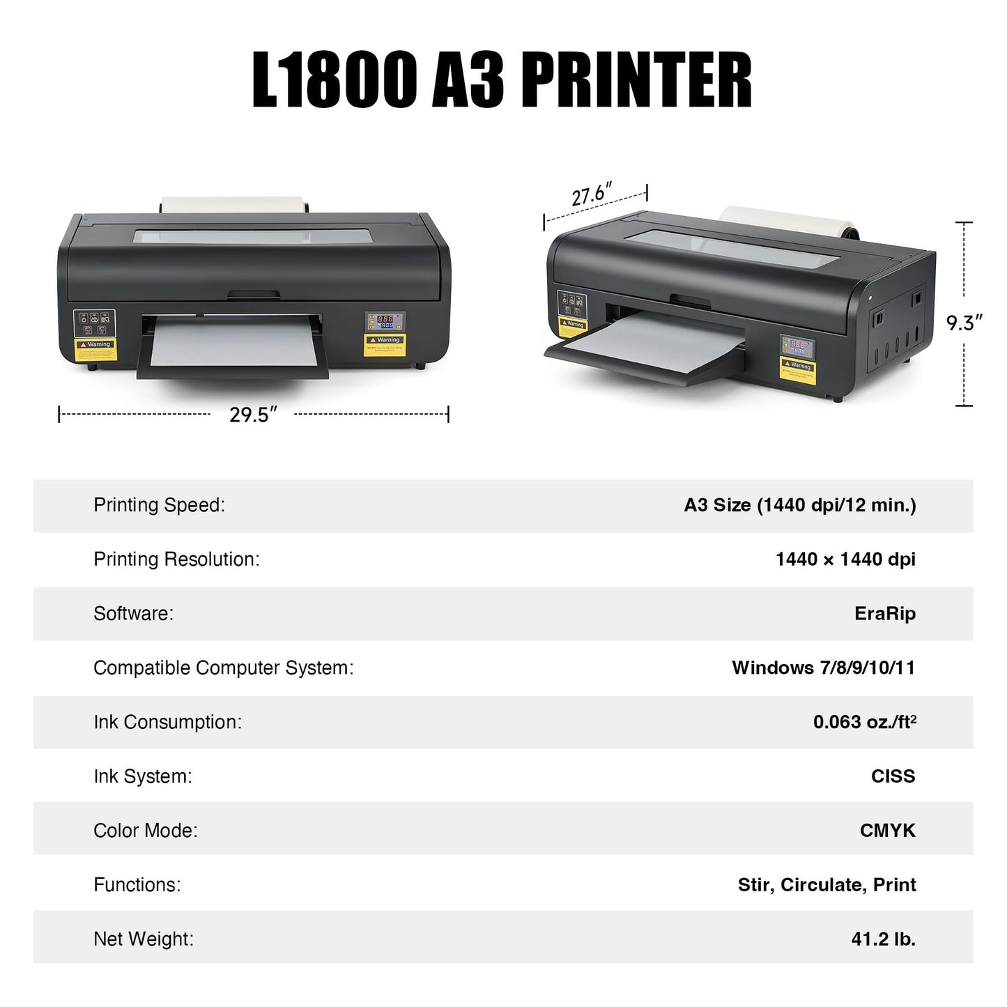 CREWORKS XP600 A3 DTF Printer, Transfer Printing Machine with White Ink Circulation & Stirring System, Auto Cleaning DTF Transfer Printer, T-Shirt Direct to Film with Oven Film Roll & Inks.