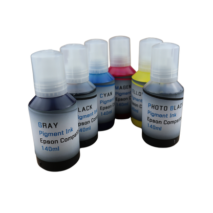 6 140ml bottles Pigment Ink for Epson EcoTank Photo ET8500 ET-8550 printers