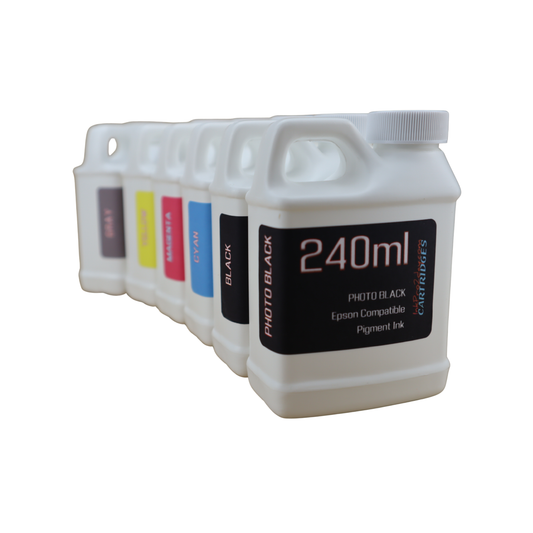 6 240ml bottles Pigment Ink for Epson EcoTank Photo ET8500 ET-8550 printers