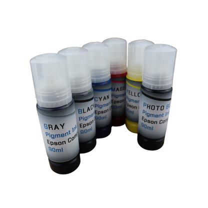 6 90ml bottles Pigment Ink for Epson EcoTank Photo ET8500 ET-8550 printers