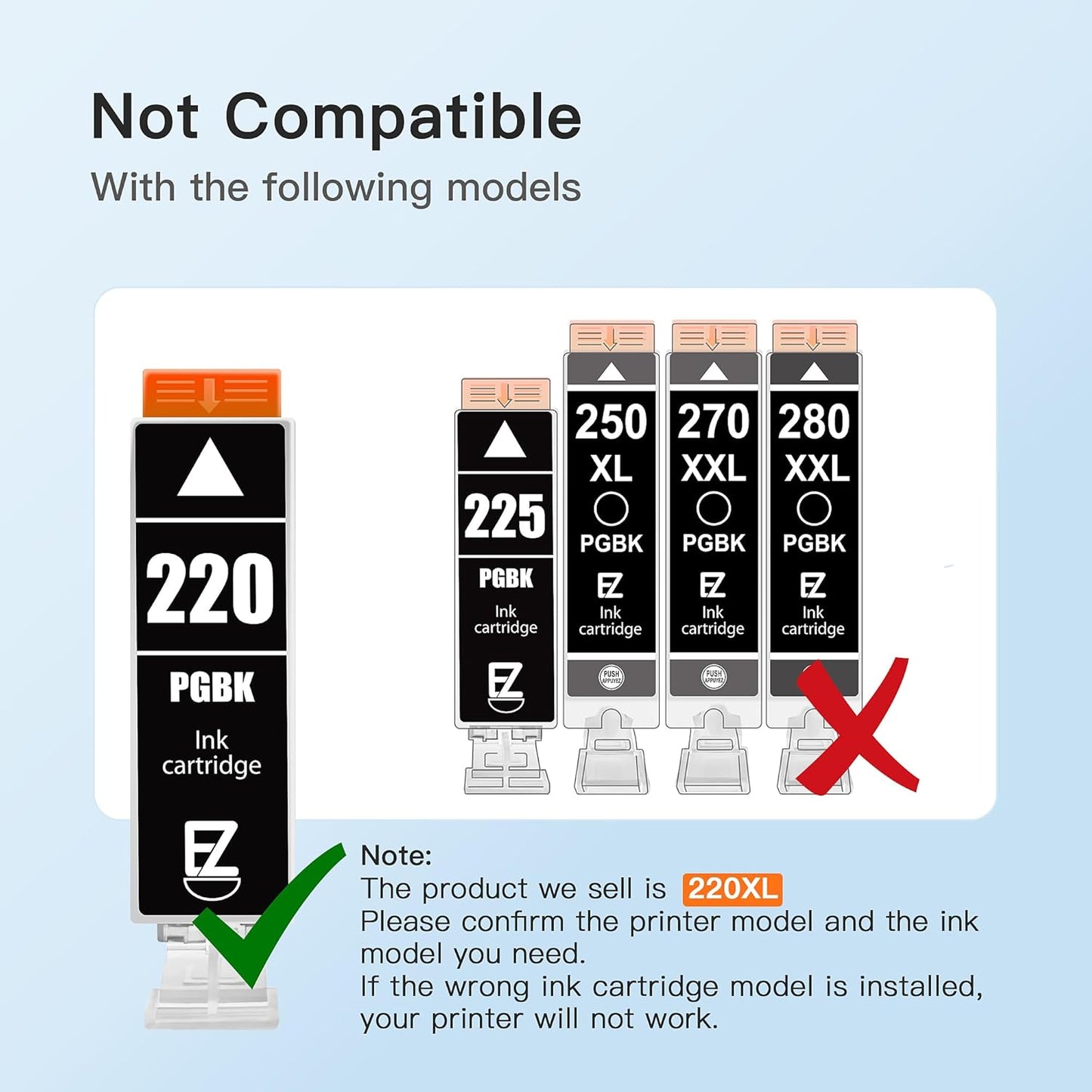 E-Z Ink Compatible Ink Cartridge Replacement for Canon PGI220 PGI-220 CLI221 CLI-221 to use with MX870 MX860 MP620 MP560 MP980 (4 Large Black, 4 Cyan, 4 Magenta, 4 Yellow, 4 Small Black) 20 Pack.
