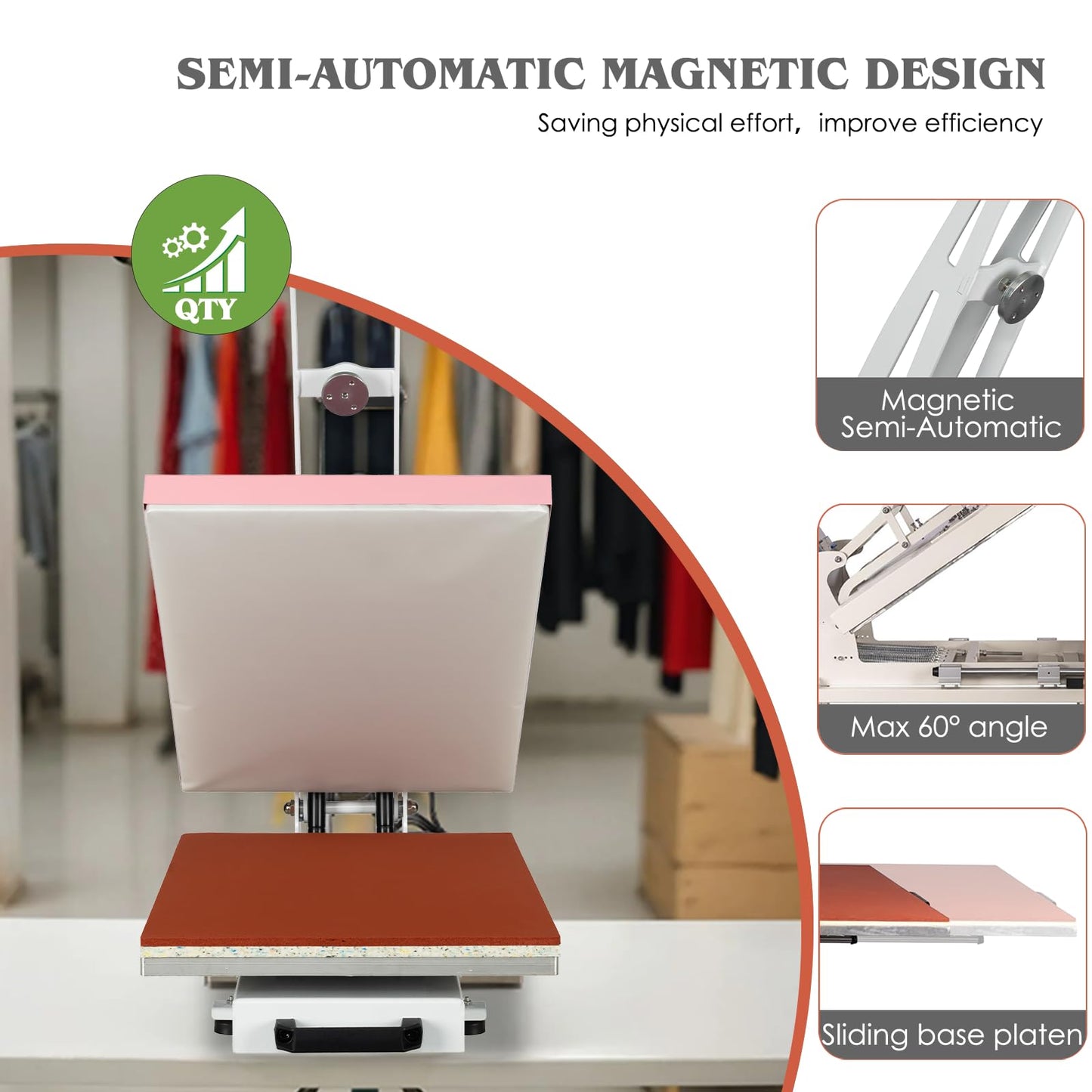 32x40 Inch Heat Press, 220V 8000W High Pressure Clamshell Heat Press Machine for Business, Large Professional Digital Control Heat Transfer Machine for Sublimation, Sliding Base Design.