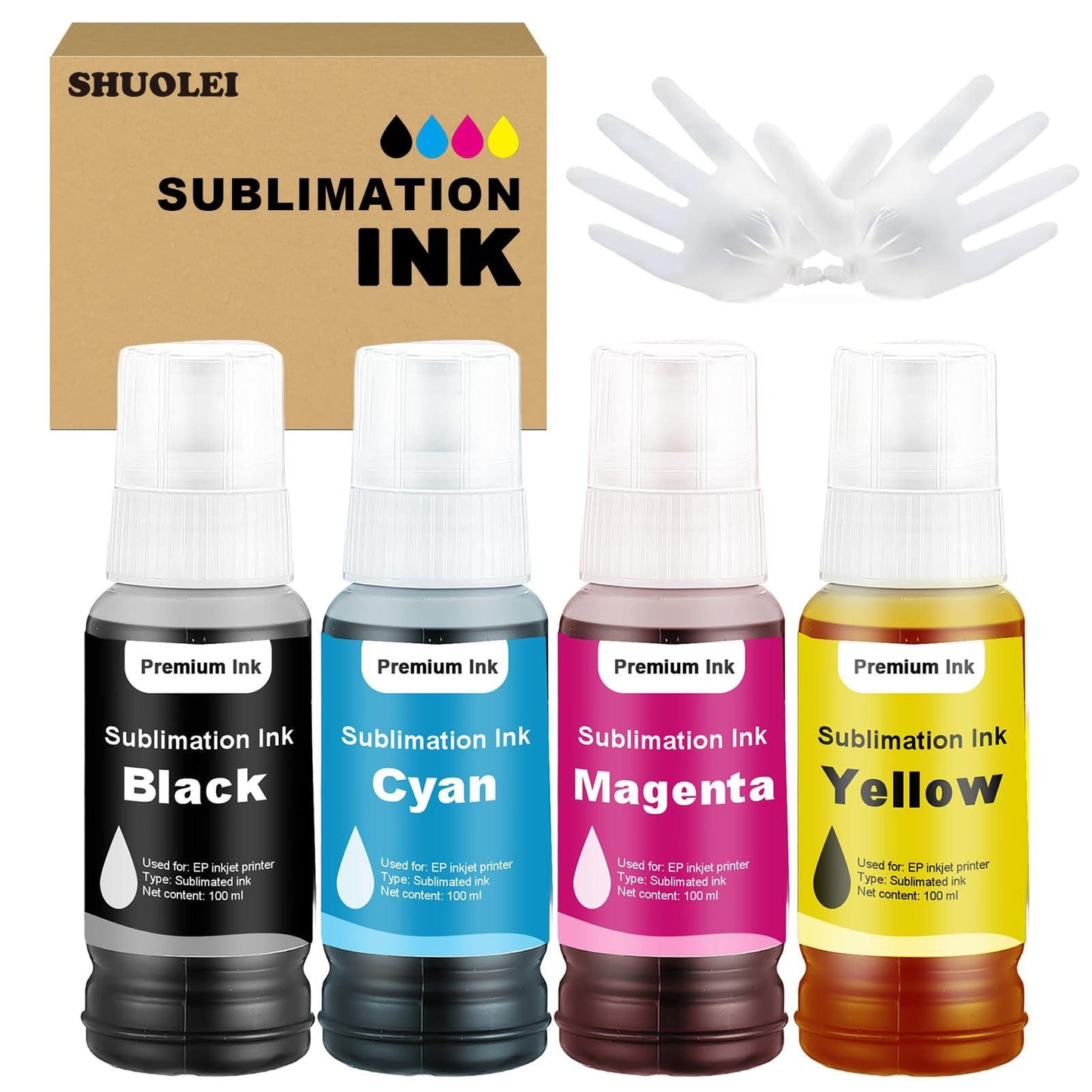 Sublimation Ink T502 T522 Ink Refill Bottles for 2800 Sublimation Ink for 2803 15000 ET15000 ET-2800 ET-2803 ET2400 ET2760 ET2750 ET4800 ET-2850 Inkjet Printers (5Pack).