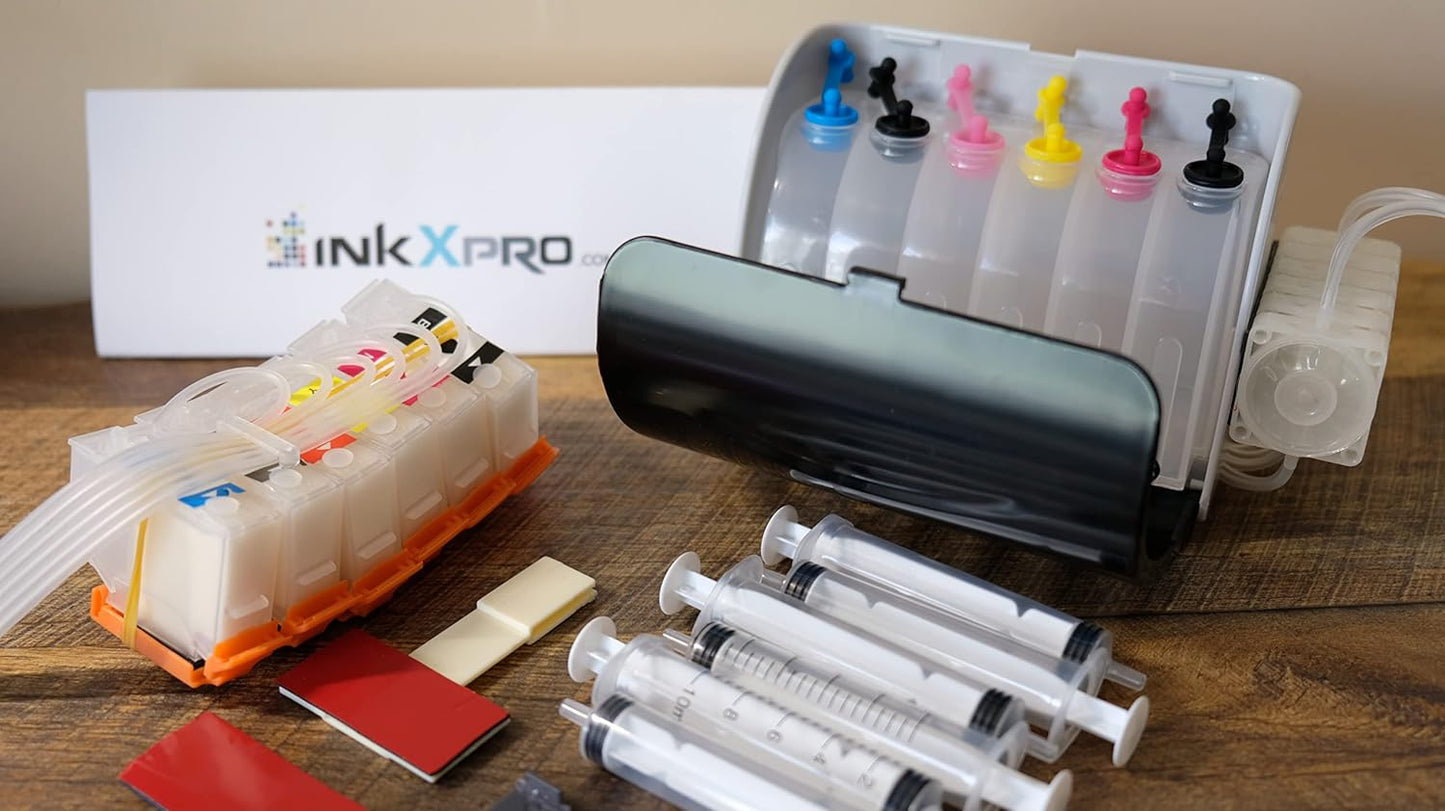 INKXPRO 312XL Empty Ink System CISS Refillable Cartridge Kit with Ink Flow Control Damper for Chipless Firmware Installed EPSON XP-15000 Printer.