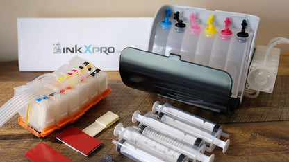 INKXPRO 312XL Empty Ink System CISS Refillable Cartridge Kit with Ink Flow Control Damper for Chipless Firmware Installed EPSON XP-15000 Printer.