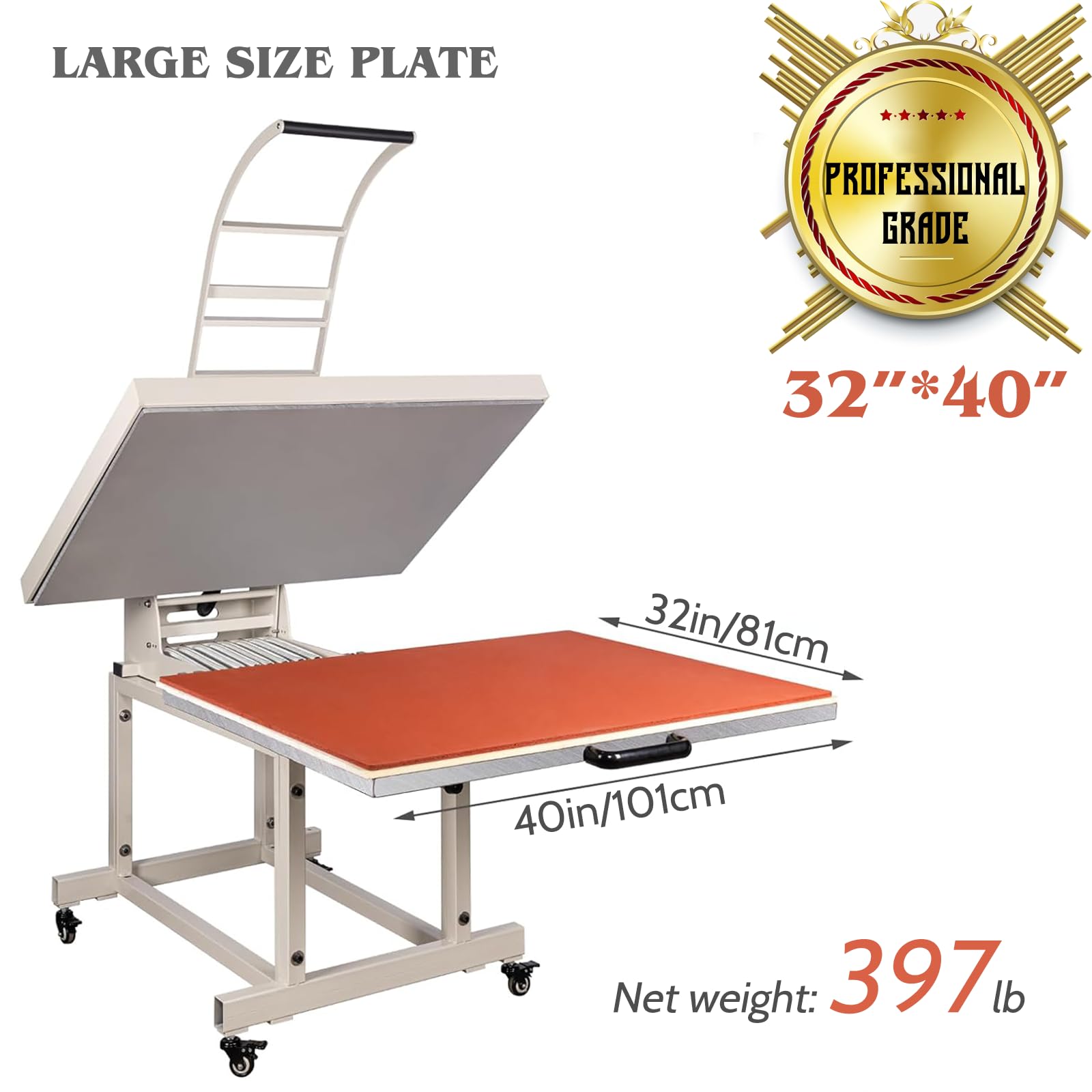 32x40 Inch Heat Press, 220V 8000W High Pressure Clamshell Heat Press Machine for Business, Large Professional Digital Control Heat Transfer Machine for Sublimation, Sliding Base Design.