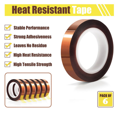 MEBMIK 2 Rolls 10mm x16m(52FT) Heat Tape High Temperature Heat Resistant Tape Heat Transfer Tape for Heat Sublimation Press Vinyl,No Residue.