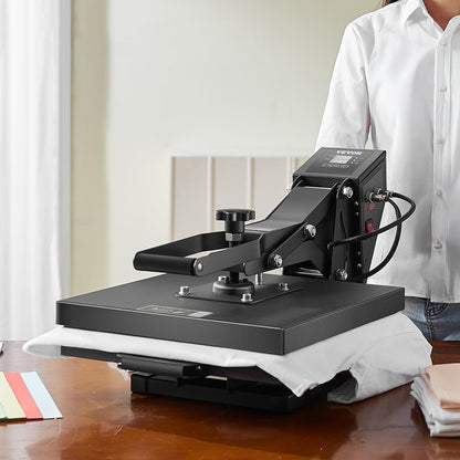 VEVOR 2 in 1 Heat Press Machine for T Shirts and Hats, 15x15 Inch Professional Swing Away Digital Tshirt Press Machine for Sublimation, Vinyl, Heat Transfer Projects.
