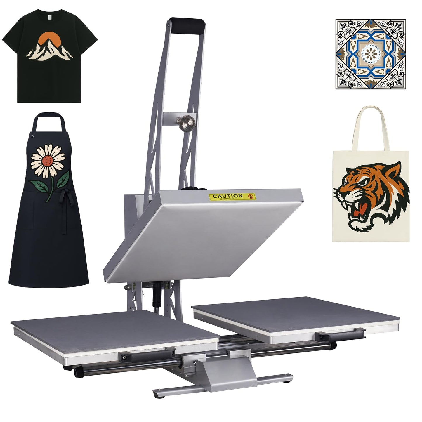 32x40 Inch Heat Press, 220V 8000W High Pressure Clamshell Heat Press Machine for Business, Large Professional Digital Control Heat Transfer Machine for Sublimation, Sliding Base Design.