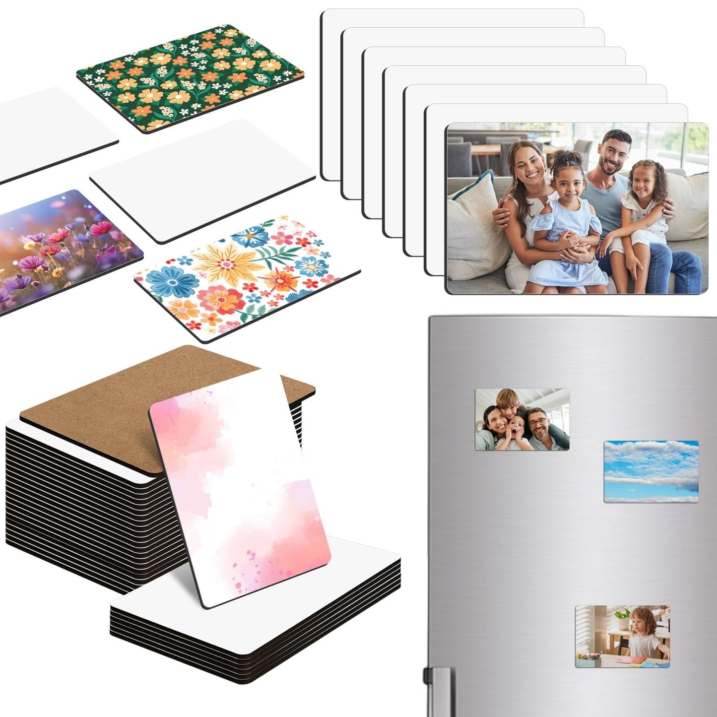 30 Pcs Large Sublimation Magnet Blanks 4 x 6 inch MDF Personalized Fridge Refrigerator Magnets Blanks,Include 15 Sublimation Fridge Magnets Blanks Decorative Fridge Magnets Blank Set for Kitchen.