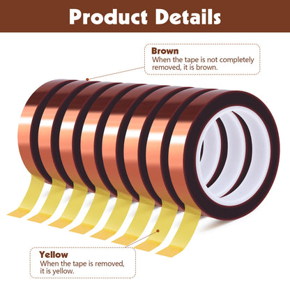 6 Rolls Heat Resistant Tape, 10mm x 49Ft (15m) High Temperature Resistant Transfer Tape for Heat Press Sublimation Welding Electronic Equipment Printing, No Residue.