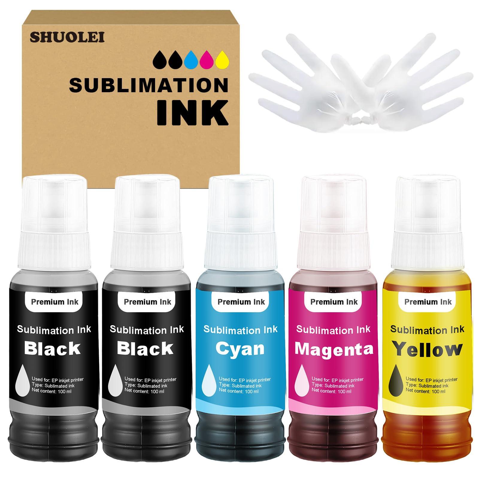 Sublimation Ink T502 T522 Ink Refill Bottles for 2800 Sublimation Ink for 2803 15000 ET15000 ET-2800 ET-2803 ET2400 ET2760 ET2750 ET4800 ET-2850 Inkjet Printers (5Pack).