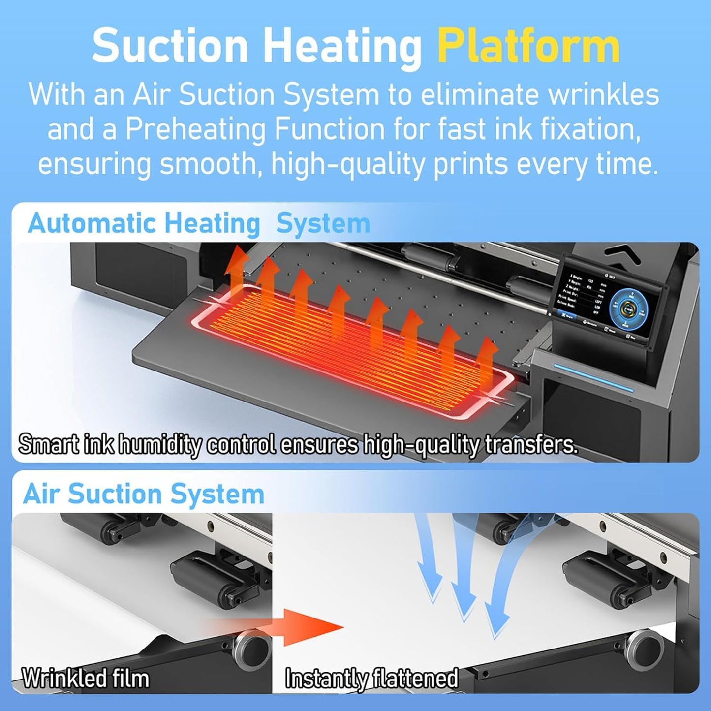 DSV A3 XP600 DTF Printer with Shaker & Air Purifier, 2X Faster Than L1800, 4.5" LED Touch Screen, White Ink Circulation & Auto-Cleaning, 24/7 Auto-Maintenance, 2-Year Free Ink for T-Shirt Printing.
