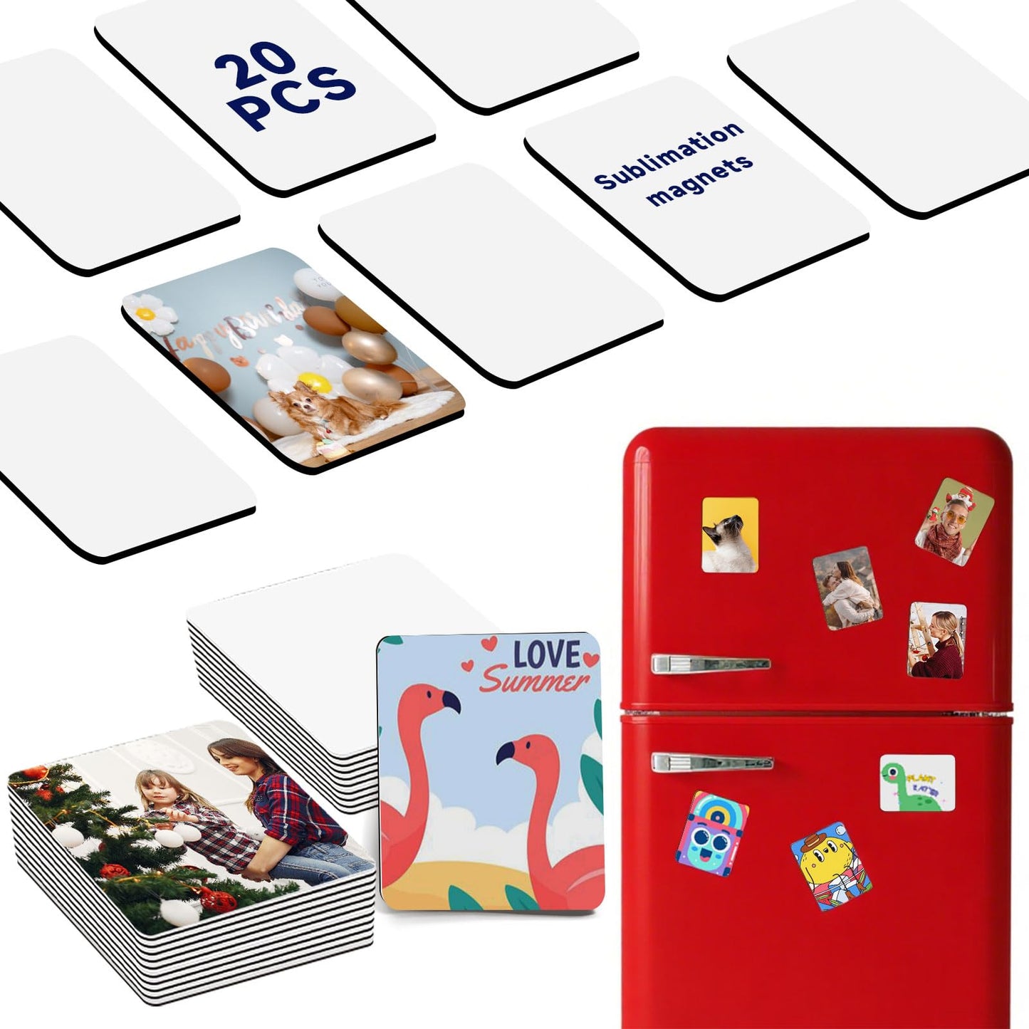 40Pcs Sublimation Picture Magnet Blanks Personalized Square Magnets for Refrigerator Custom Magnets Sublimation Blanks Products DIY Craft Gifts for Kitchen Office Decorative.