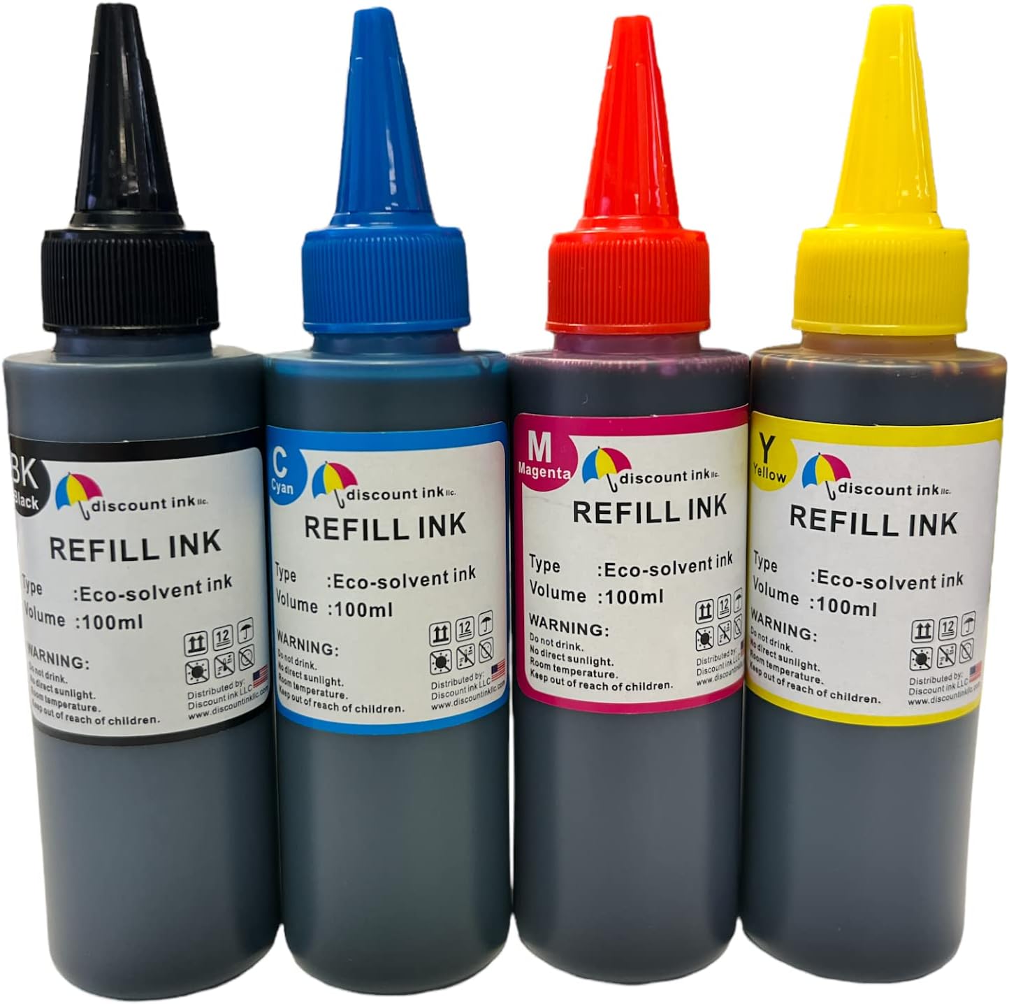 Inkpro Compatible Ink Bottle Replacement Water Based eco Solvent Ink wf7820 wf7840 wf7710 wf7720 et 15000 400ml, Black Cyan Magenta Yellow, Regular