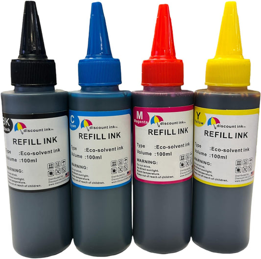 Inkpro Compatible Ink Bottle Replacement Water Based eco Solvent Ink wf7820 wf7840 wf7710 wf7720 et 15000 400ml, Black Cyan Magenta Yellow, Regular