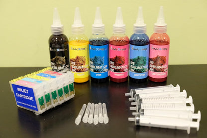 INKXPRO Empty Remanufactured Refill Cartridge Kit Works with Artisan 1430 Stylus Photo 1400 Printers (Refillable cartridges with 600ml Sublimation Ink).
