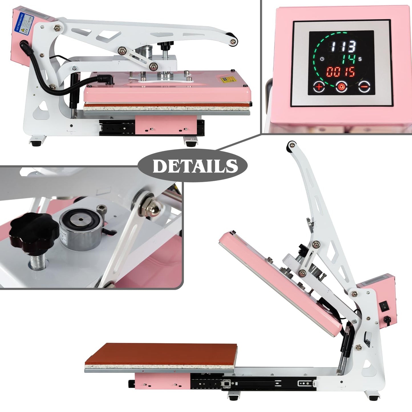 32x40 Inch Heat Press, 220V 8000W High Pressure Clamshell Heat Press Machine for Business, Large Professional Digital Control Heat Transfer Machine for Sublimation, Sliding Base Design