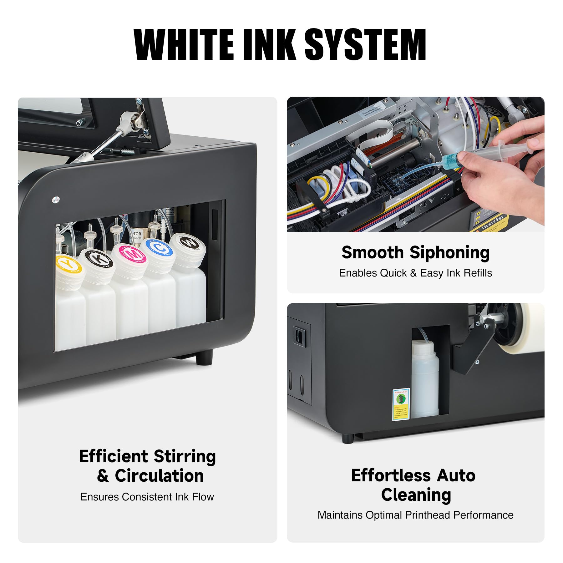 CREWORKS XP600 A3 DTF Printer, Transfer Printing Machine with White Ink Circulation & Stirring System, Auto Cleaning DTF Transfer Printer, T-Shirt Direct to Film with Oven Film Roll & Inks.