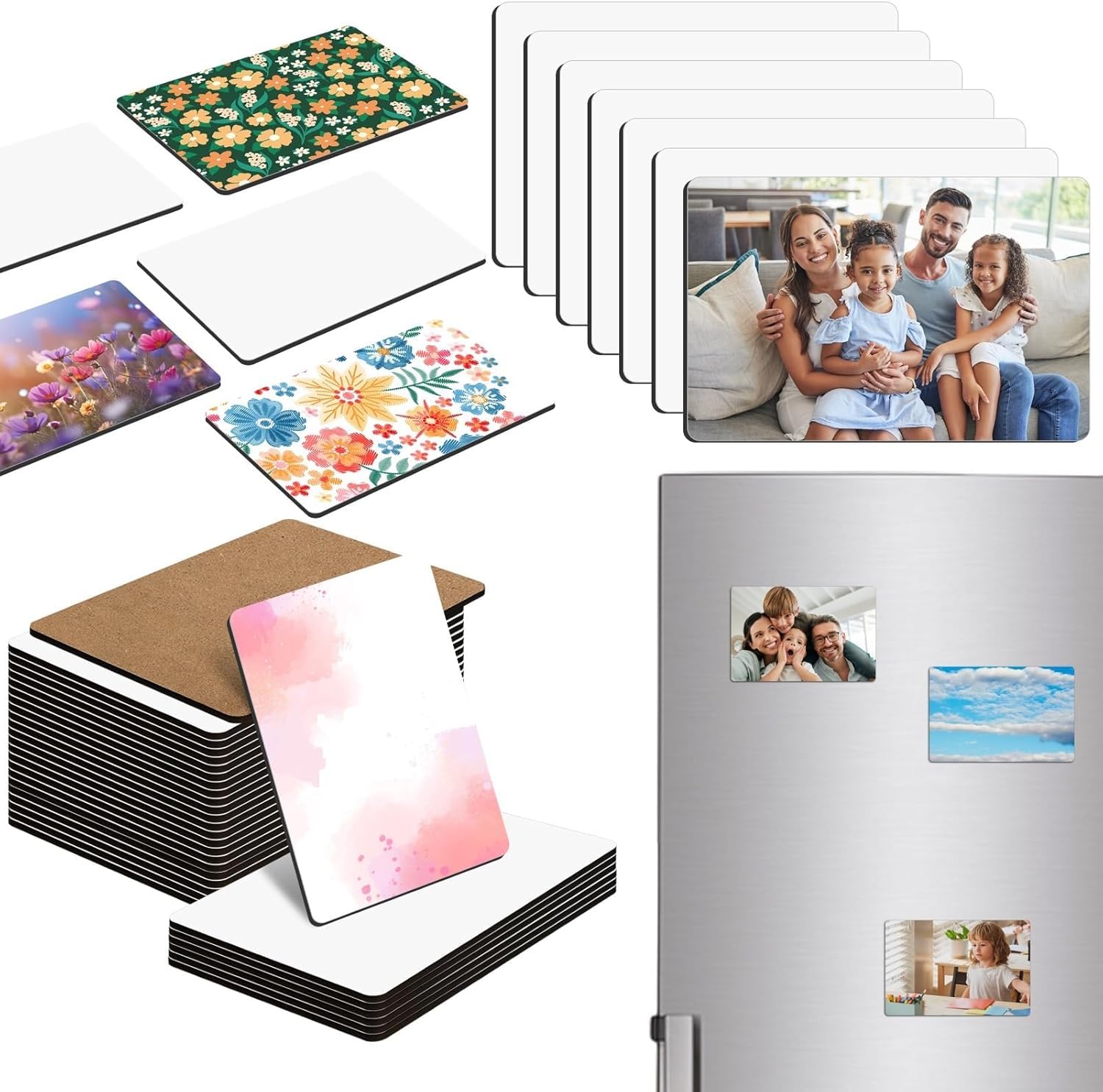 30 Pcs Large Sublimation Magnet Blanks 4 x 6 inch MDF Personalized Fridge Refrigerator Magnets Blanks,Include 15 Sublimation Fridge Magnets Blanks Decorative Fridge Magnets Blank Set for Kitchen.