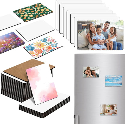 30 Pcs Large Sublimation Magnet Blanks 4 x 6 inch MDF Personalized Fridge Refrigerator Magnets Blanks,Include 15 Sublimation Fridge Magnets Blanks Decorative Fridge Magnets Blank Set for Kitchen.