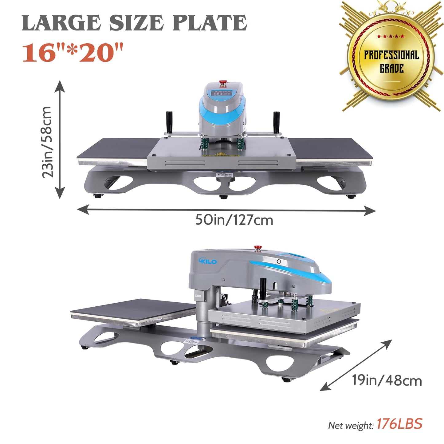 32x40 Inch Heat Press, 220V 8000W High Pressure Clamshell Heat Press Machine for Business, Large Professional Digital Control Heat Transfer Machine for Sublimation, Sliding Base Design.