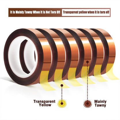 MEBMIK 2 Rolls 10mm x16m(52FT) Heat Tape High Temperature Heat Resistant Tape Heat Transfer Tape for Heat Sublimation Press Vinyl,No Residue.