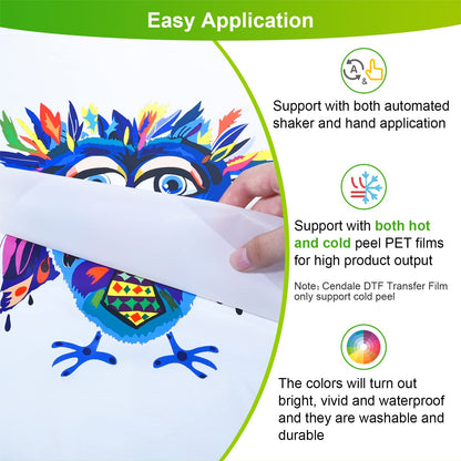 CenDale DTF Powder Kit, Includes Fine Medium, White Black Digital DTF Transfer Powder for Sublimation, Compatible with DTF and DTG Printers, DTF PreTreat Powder for All Fabric Jeans Cotton T-Shirt.