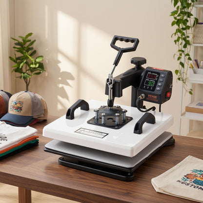 VEVOR Heat Press Machine, 15 x 15 in, 2-in-1 Multifunction, 360° Swing Away, 1200W Double Tube Fast and Even Heating, Digital Precise Control, Sublimation Press Machine for T-Shirts, Hats, Caps.
