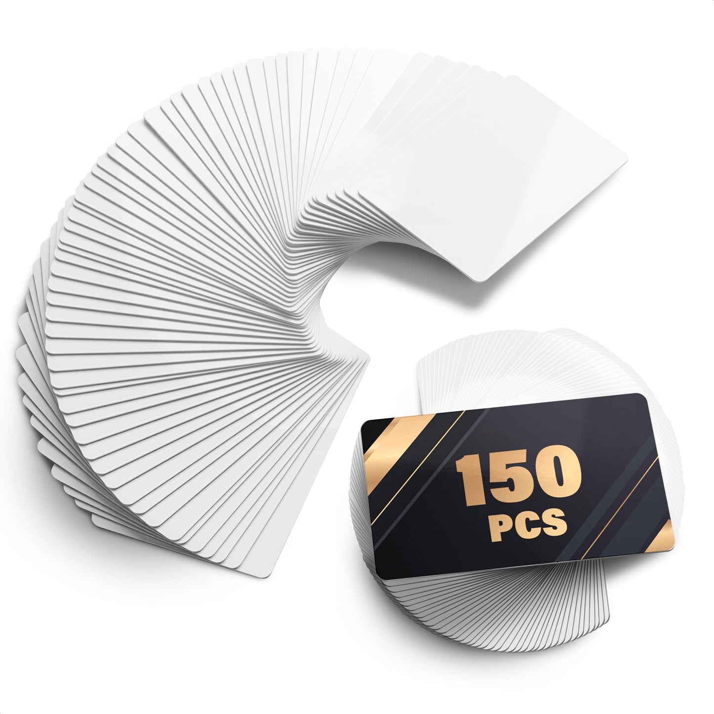 100 Pcs Metal Sublimation Blanks – Double-Sided Sublimation Business Card Blanks for Printing of Logos, Nameplates, and Custom Gifts – Smooth Finish Ultra-Thin Aluminum Alloy Cards in Pearl Color.