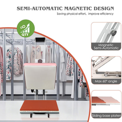32x40 Inch Heat Press, 220V 8000W High Pressure Clamshell Heat Press Machine for Business, Large Professional Digital Control Heat Transfer Machine for Sublimation, Sliding Base Design