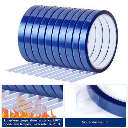 Heat Tape for Sublimation, 10 Rolls Sublimation Heat Resistant Tape, 10mm × 30m (98ft) Heat Transfer Tape Sublimation Heat Tape for Press Electronic Soldering Insulation, No Residue.