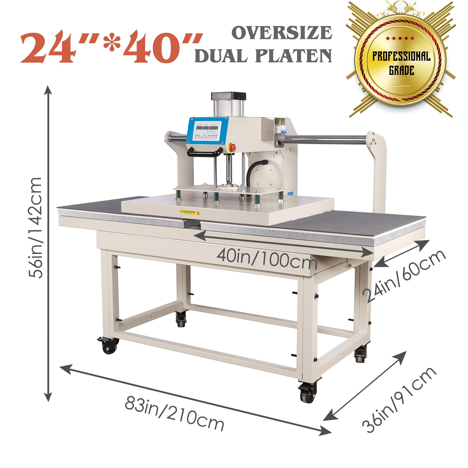 32x40 Inch Heat Press, 220V 8000W High Pressure Clamshell Heat Press Machine for Business, Large Professional Digital Control Heat Transfer Machine for Sublimation, Sliding Base Design.