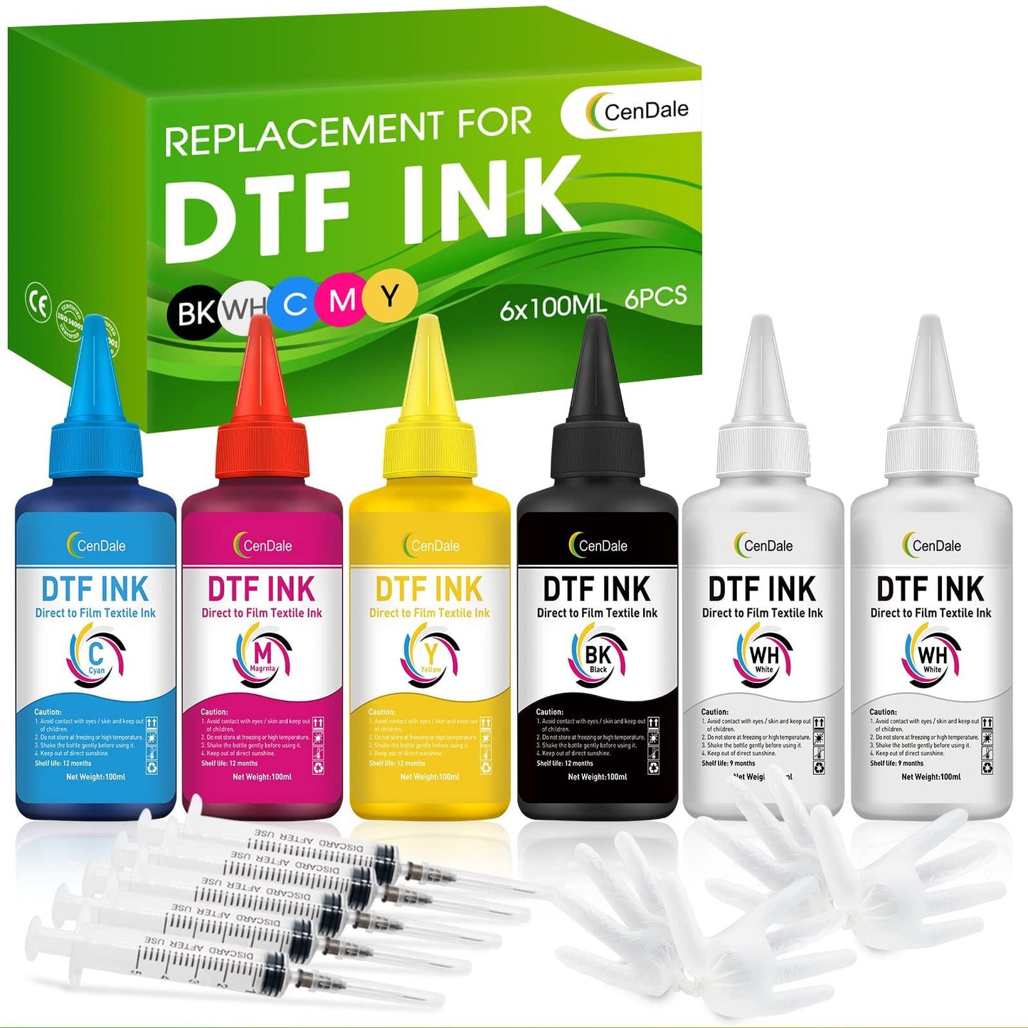 CenDale Premium DTF Printhead Cleaning Solution - Universal Printhead Cleaner Kit for Any DTF & DTG Printers, Print Head Cleaning Kit for Epson ET8550 L1800 XP15000 R1390 XP600 Ink Printer (100ML).