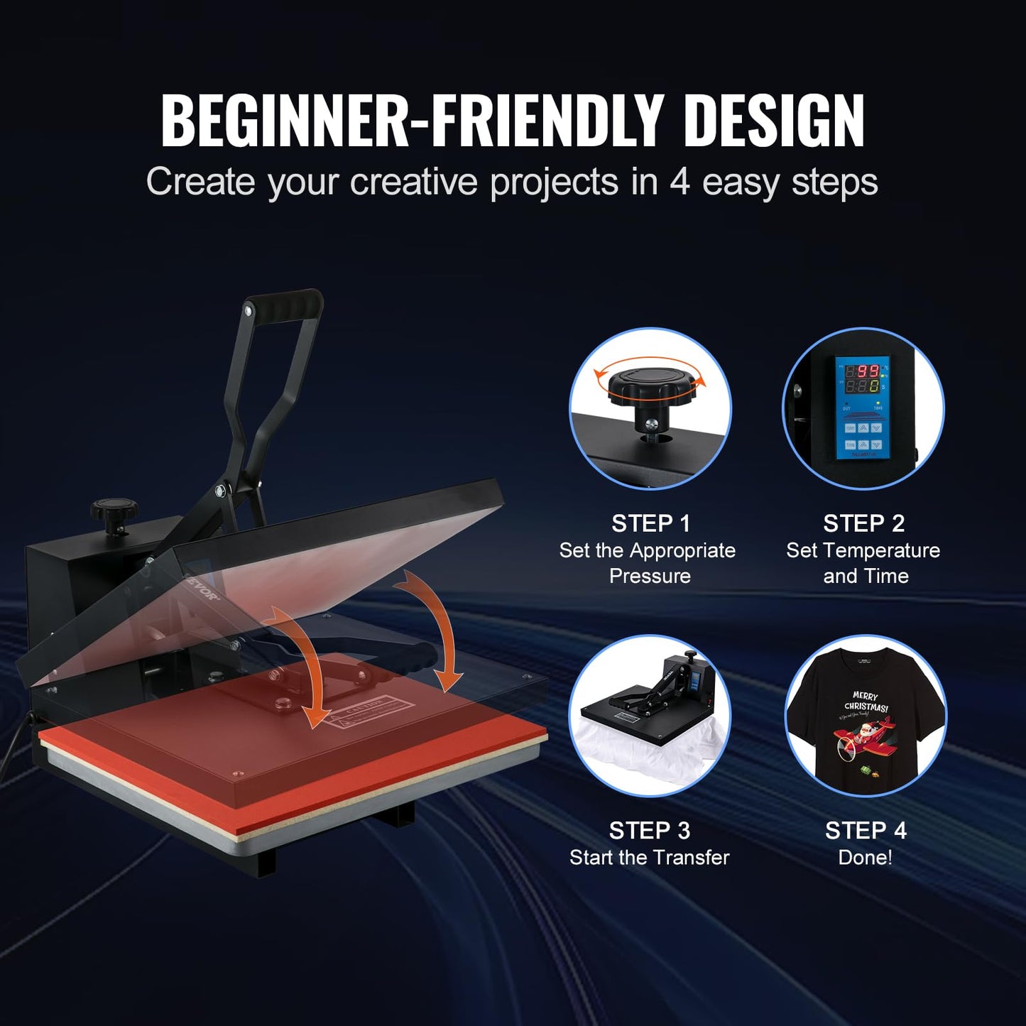 VEVOR Heat Press 16x24, 1700W Power Heat Press Machine, Fast Heating, High Pressure Heat Press Machine for T-Shirt, Digital Industrial Sublimation Printer for Heat Transfer Vinyl, Easy to Use, Black.