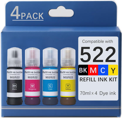Pigment Ink Refill Ink Bottles Compatible with epson 542 Ink Refill Bottles Work for EcoTank Pro ET-5150 ET-5170 ET-5180 ET-5800 ET-5850 ET-5880 ET-16600 ET-16650 (BK,C,M,Y,4 Bottles)
