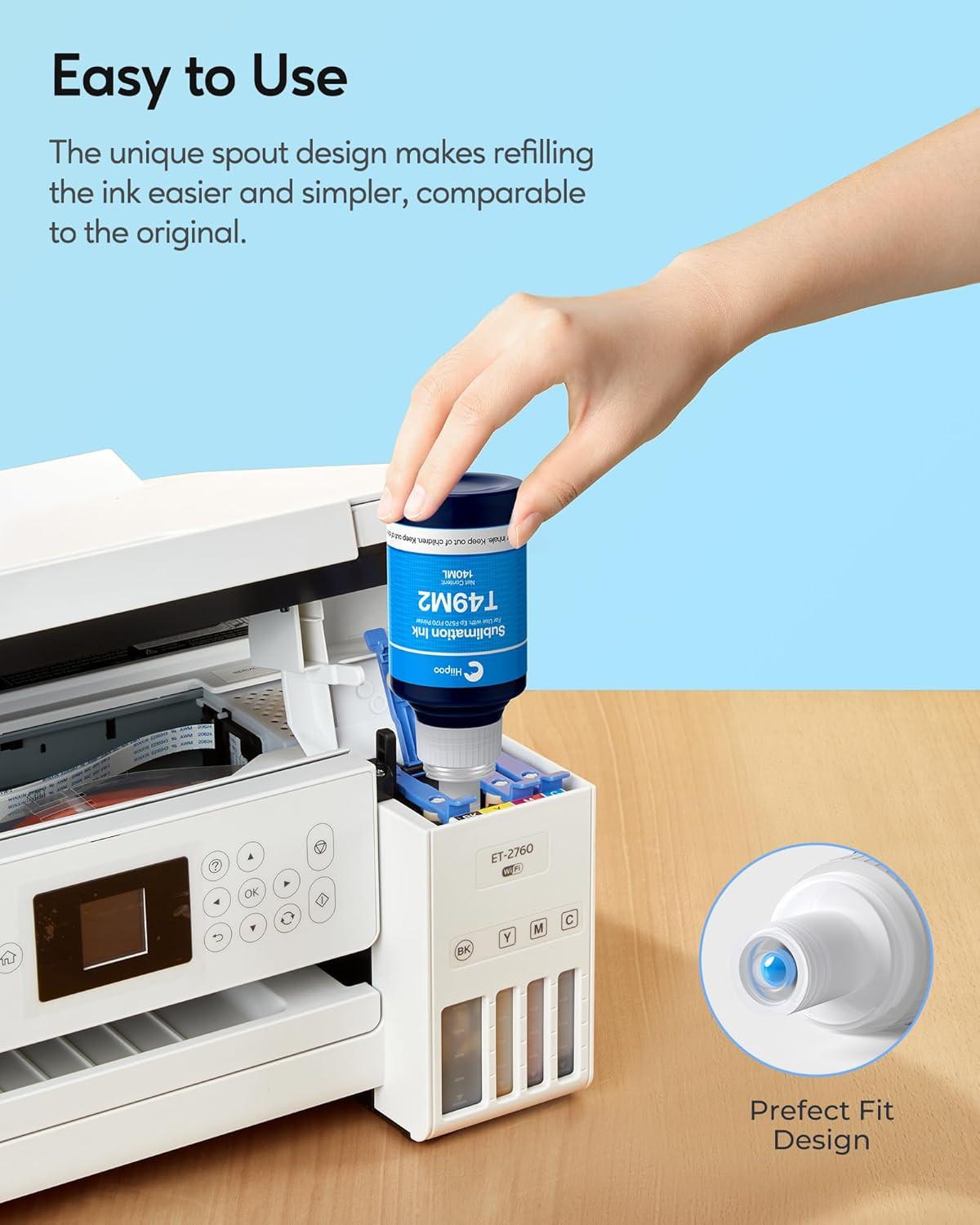 Hiipoo 560ML T49M Sublimation Ink for Epson Surecolor F170 F570 Sublimation Printer(T49M1 T49M2 T49M3 T49M4 Autofill/ICC-Free/Anti-UV).