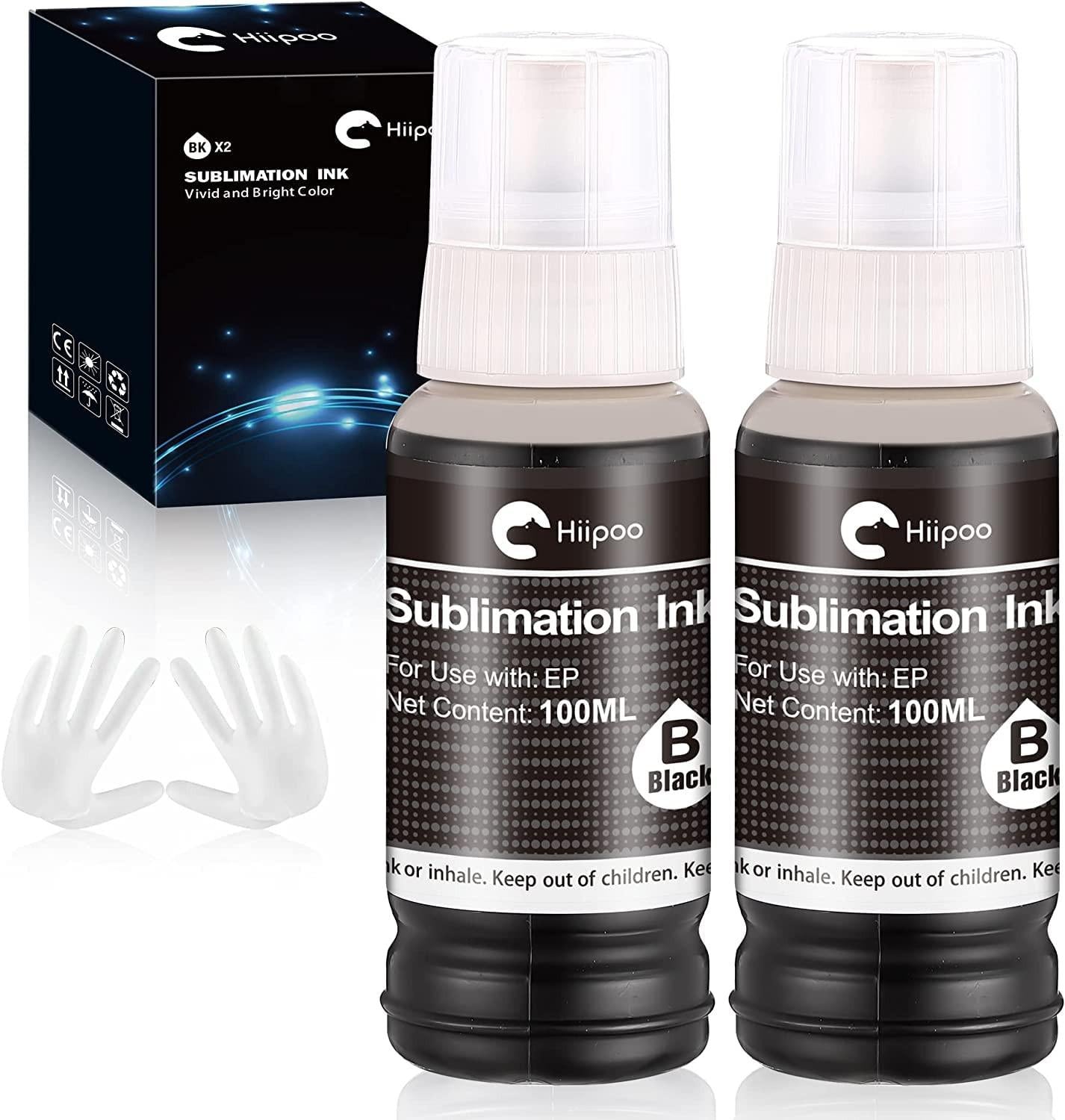 Hiipoo Sublimation Ink Refilled Bottles Compatible for ET2400 ET-2800 ET2720 ET2760 ET2750 ET4800 ET-2803 ET-2850 Inkjet Printers Heat Press Transfer on Mugs T-Shirts.
