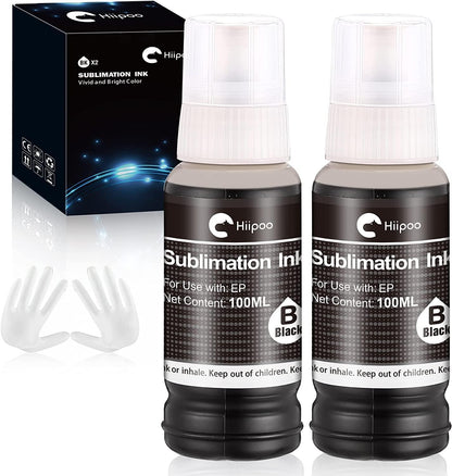 Hiipoo Sublimation Ink Refilled Bottles Compatible for ET2400 ET-2800 ET2720 ET2760 ET2750 ET4800 ET-2803 ET-2850 Inkjet Printers Heat Press Transfer on Mugs T-Shirts.