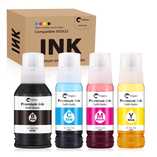 Hiipoo 522 Refill Ink Bottle Replacement for Epson T522 522 (Not for Sublimation) for ET-2750 ET2720 ET-2803 ET-2800 ET-3750 ET-4750 ET-3760 ET-4760 ET-2850 ET-4800 ET-3700 ET-15000 Printer.