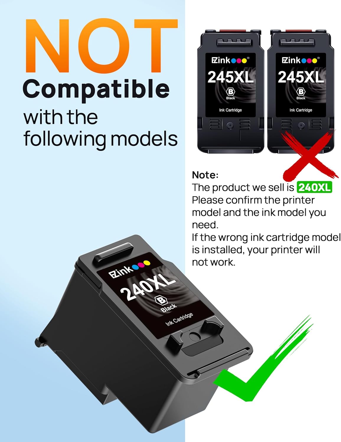 PG-240XL/CL-241XL Ink Cartridge Replacement for Canon 240XL 241XL Combo Pack 240XL 241XL Works with PIXMA TS5120 MG2120 MG3620 MG3520 MG3522 MX452 MX472 MX512 MX532 Printer (1 Black, 1 Tri-Color).